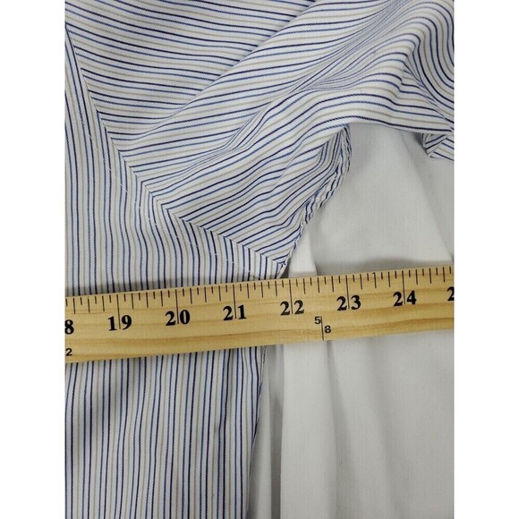 Chaps Shirt Mens Medium Blue Striped Button Up Long Sleeve 100% Cotton - Picture 9 of 10